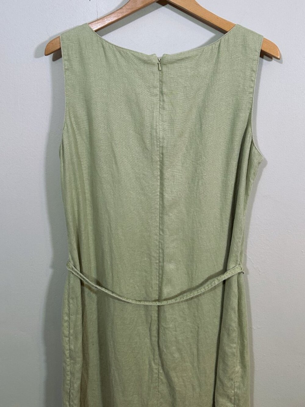Talbots Green Linen Jumper Tank Maxi Dress Plus Sz 14 Beachy Cottagecore Summer - Picture 8 of 10